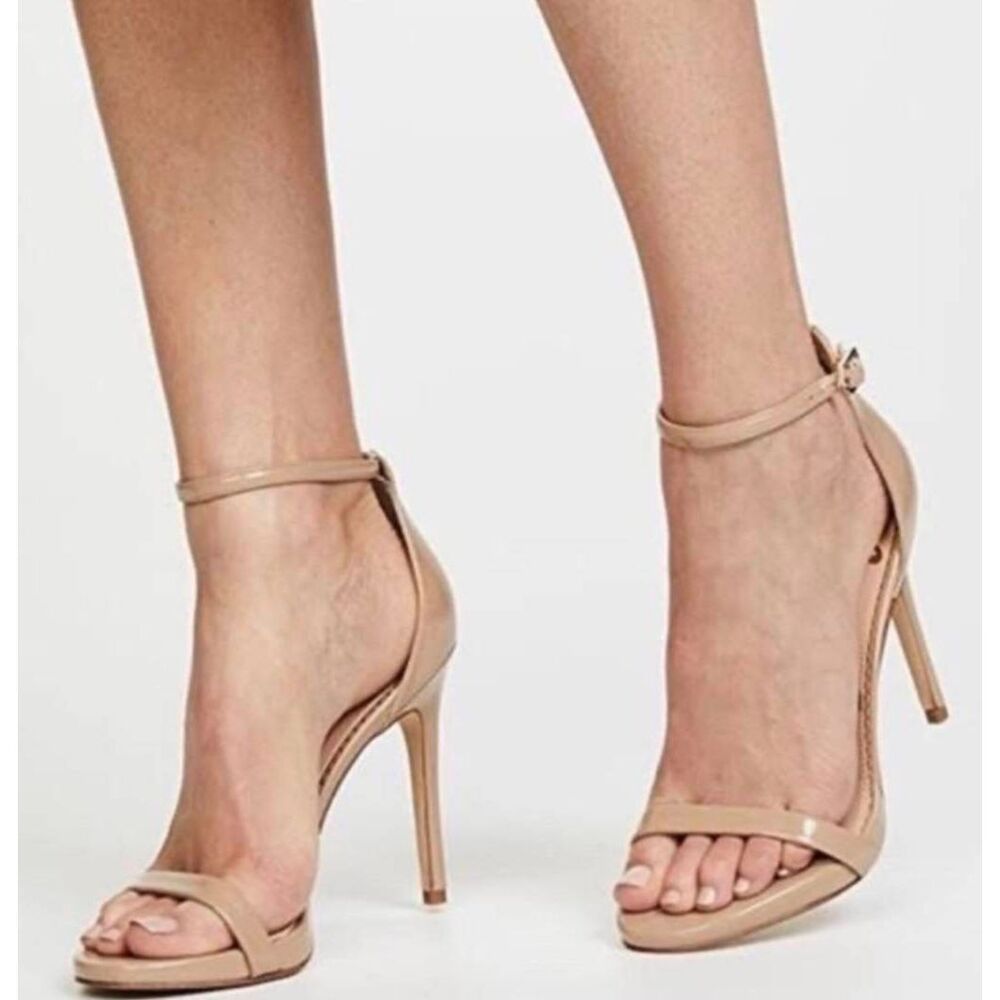 SAM EDELMAN Ariella Tan Patent Leather Heeled Sandals Size 10M